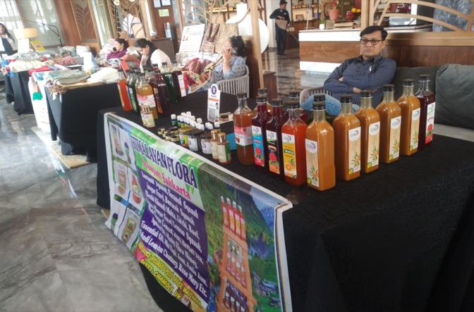 Stall with bottled products