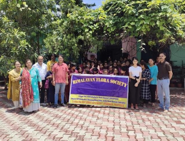 Group with a society banner